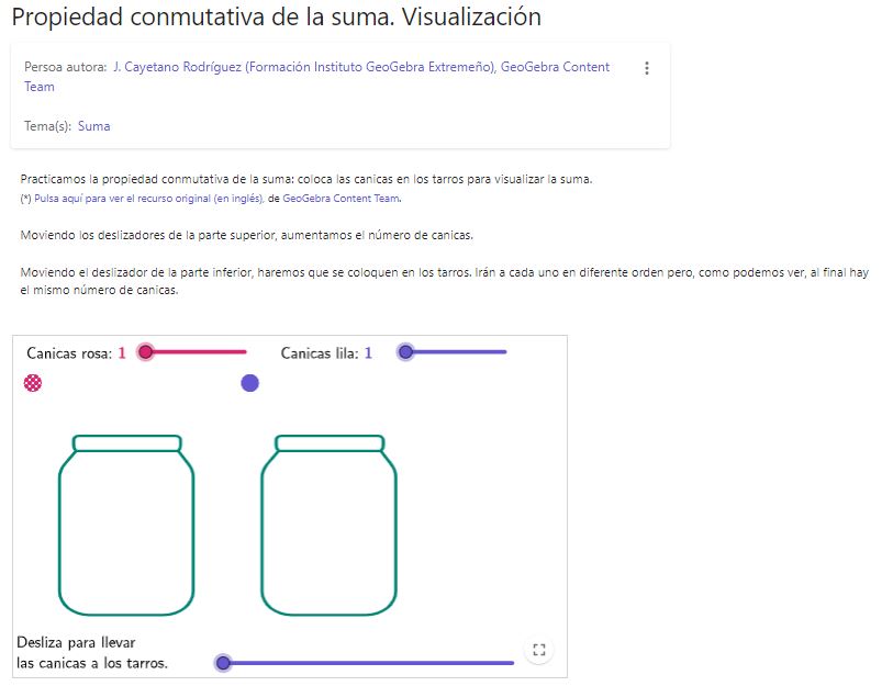 Imagen de Propiedad conmutativa de la suma. Visualización