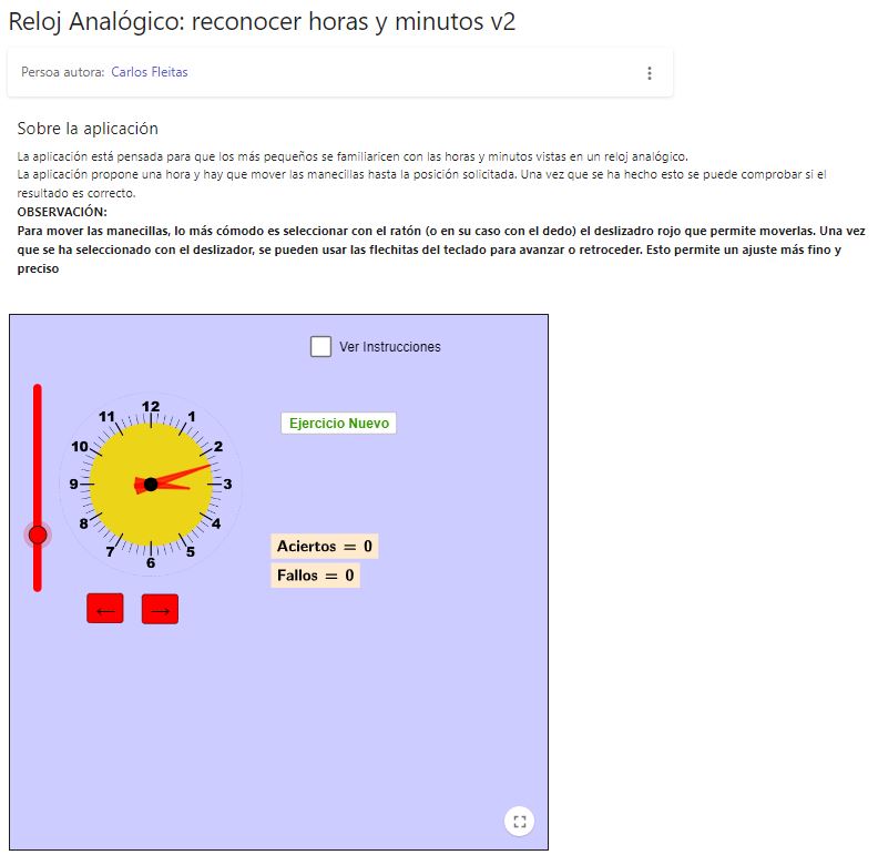 Imagen de Reloj Analógico: reconocer horas y minutos v2