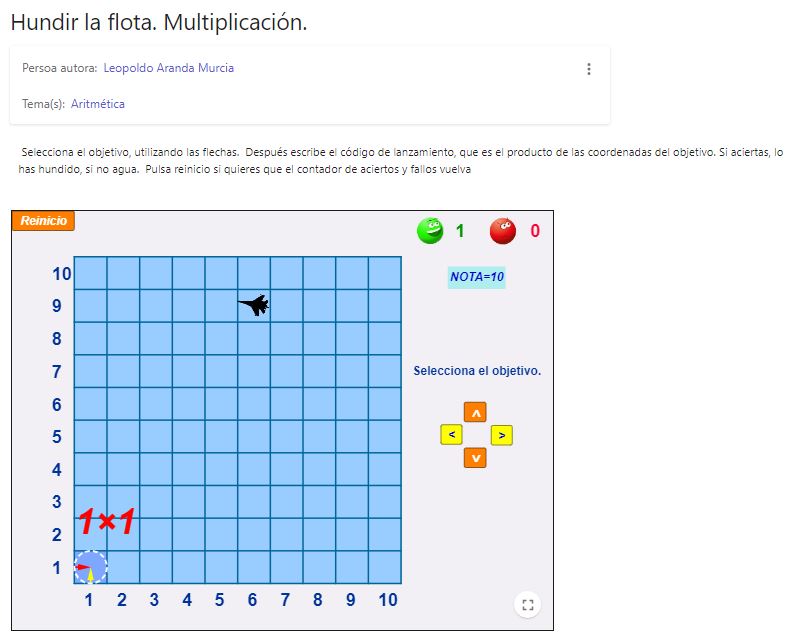 Imagen de Hundir la flota. Multiplicación.