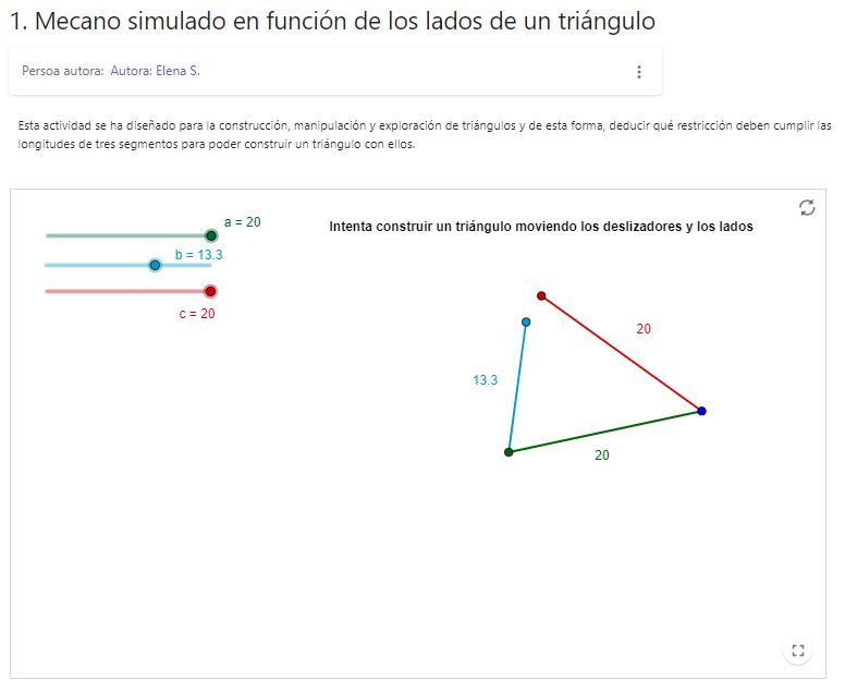 Imagen de 1. Mecano simulado en función de los lados de un triángulo