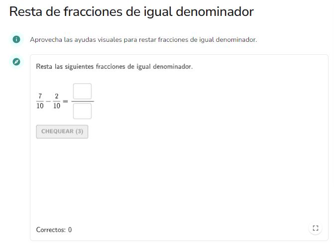 Imagen de Resta de fracciones de igual denominador