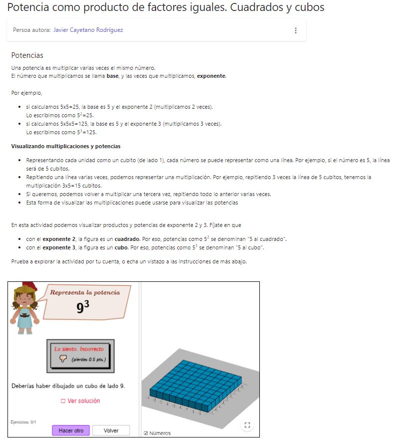 Imagen de Potencia como producto de factores iguales. Cuadrados y cubos