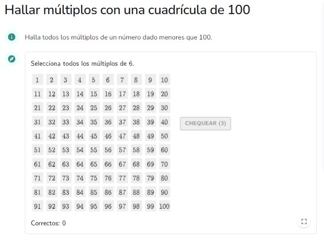 Imagen de Hallar múltiplos con una cuadrícula de 100