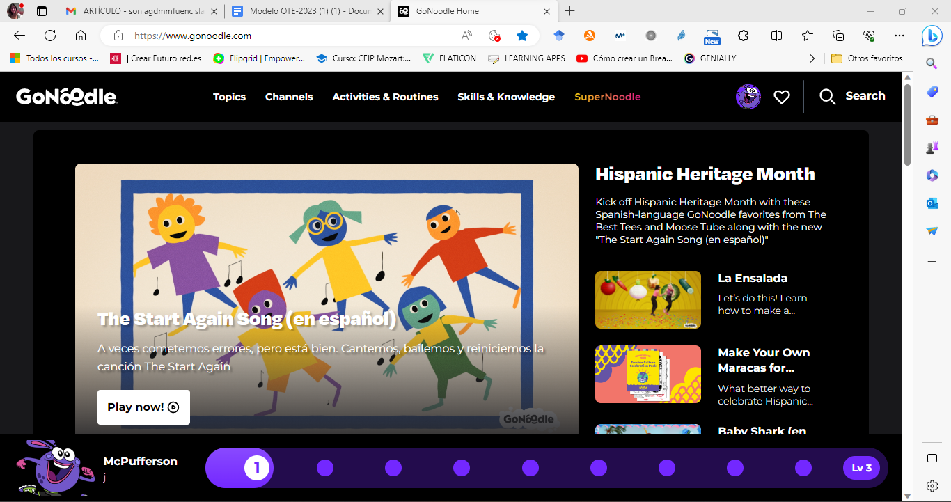 Ilustración 1. Página principal GoNoodle. 