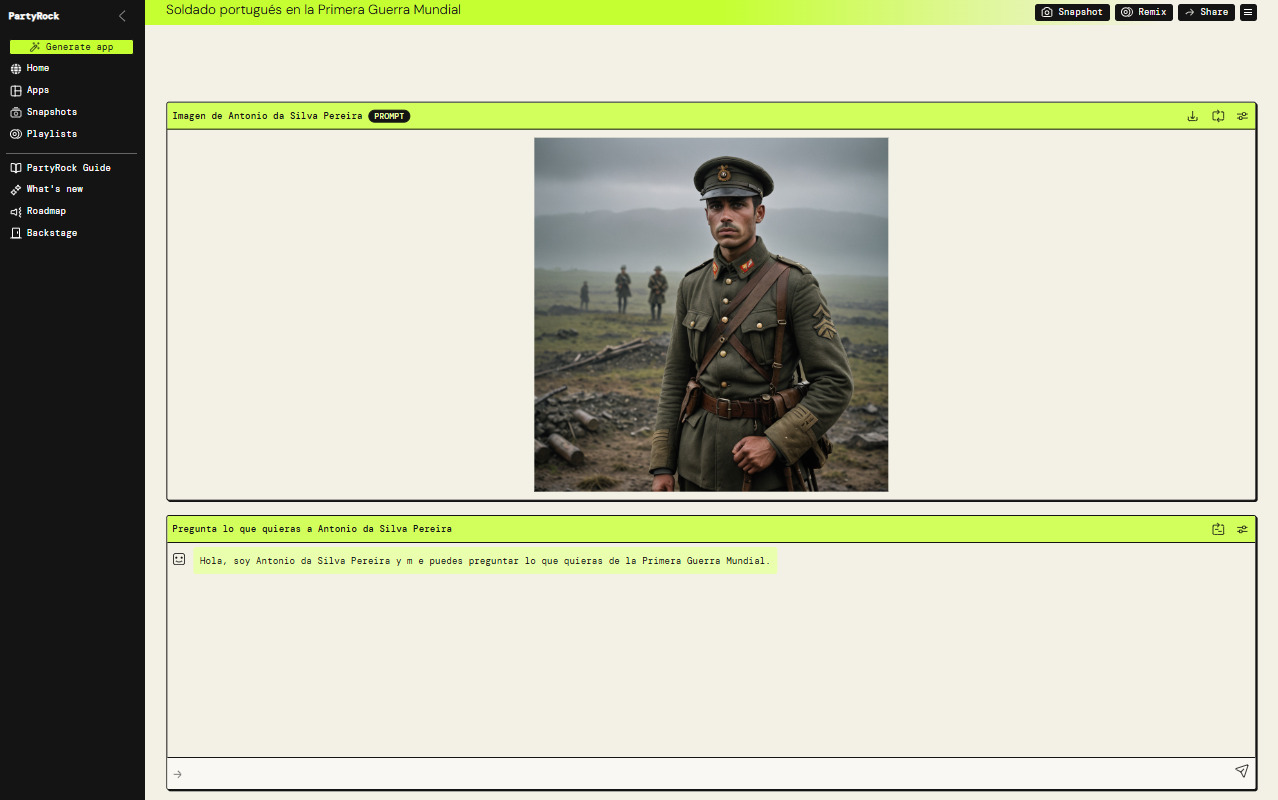 Imagen del Chatbot creado por alumnos sobre uno de los personajes de las cartas Imagen del Chatbot creado por alumnos sobre uno de los personajes de las cartas