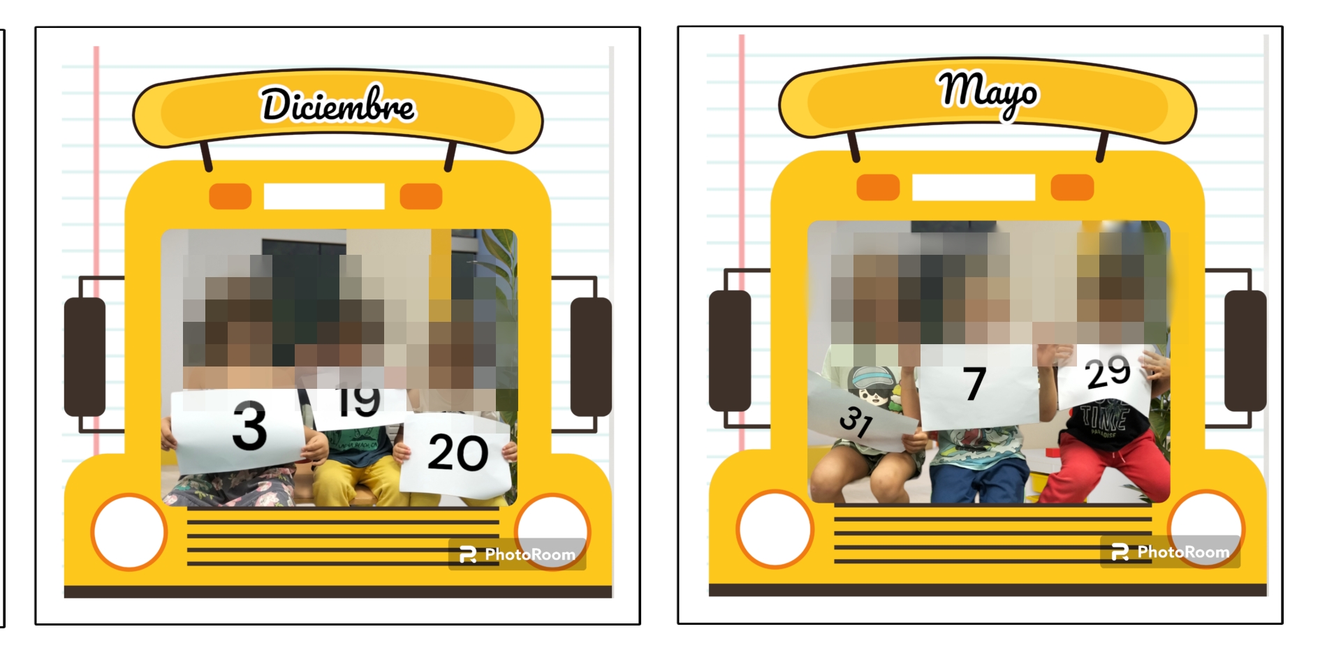 Figura 11. Ejemplo de los carteles de cumpleaños para el aula creados con PhotoRoom.