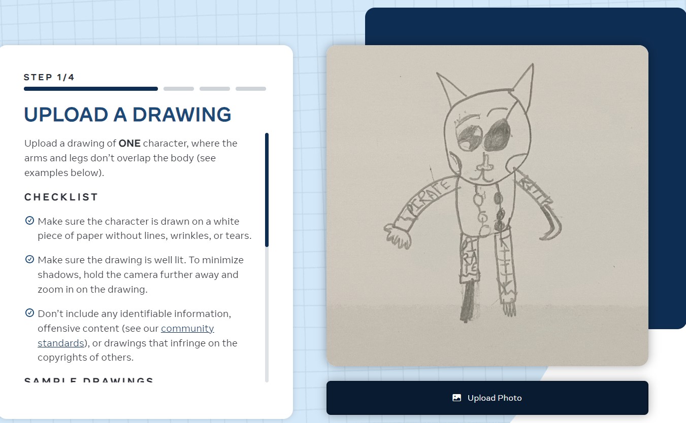 Imagen 3. Animated Drawings. Subir el archivo. Imagen 3. Animated Drawings. Subir el archivo.