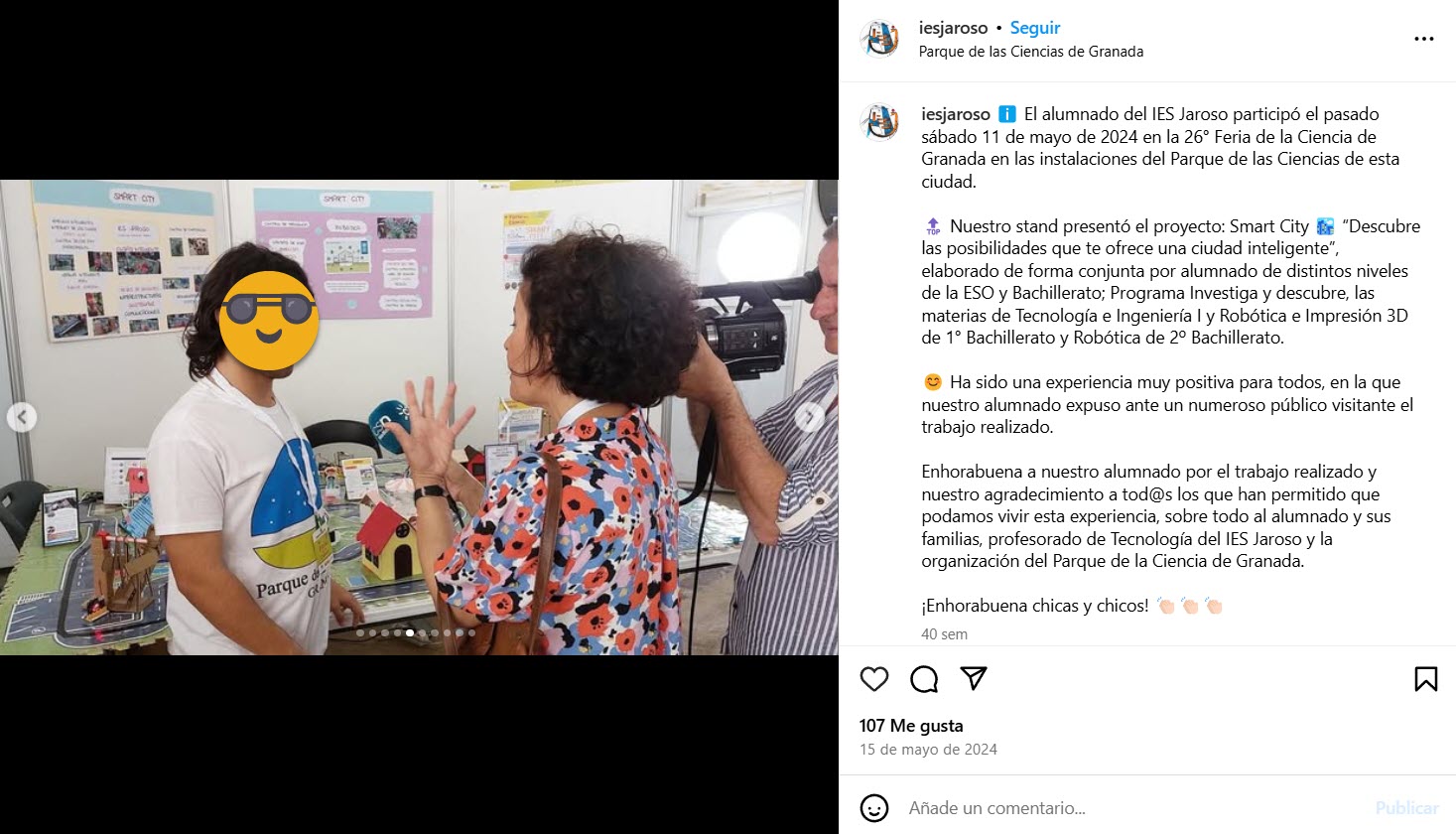 Publicaciones en RRSS de nuestra experiencia educativa.