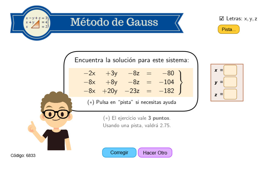 Imagen de Sistemas de 3 ecuaciones con 3 incógnitas. Método de Gauss