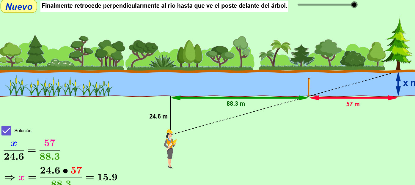 Imagen de Calculo del ancho de un río por semejanza