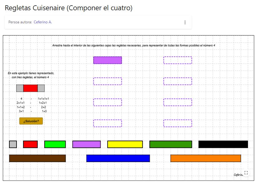 Imagen de Regletas Cuisenaire (Componer el cuatro)