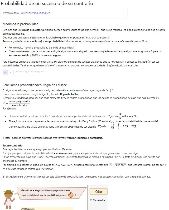 Imagen de Probabilidad de un suceso o su contrario