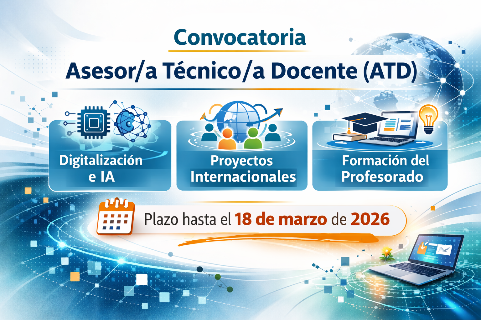 Banner de la convocatoria de plazas de Asesor/a Técnico/a Docente (ATD) en el INTEF