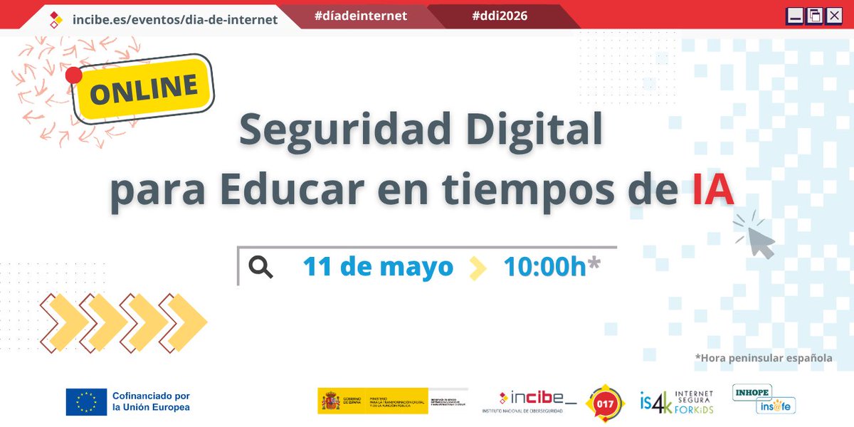 Cartel del evento Día de Internet 2026 sobre seguridad digital para educar en tiempos de IA.