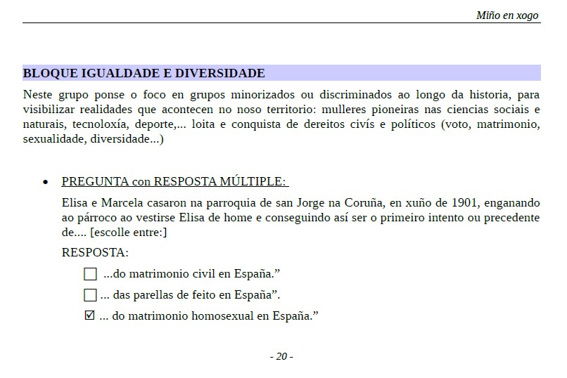 Ejemplo de pregunta sobre la temática de Igualdad y diversidad Ejemplo de pregunta sobre la temática de Igualdad y diversidad