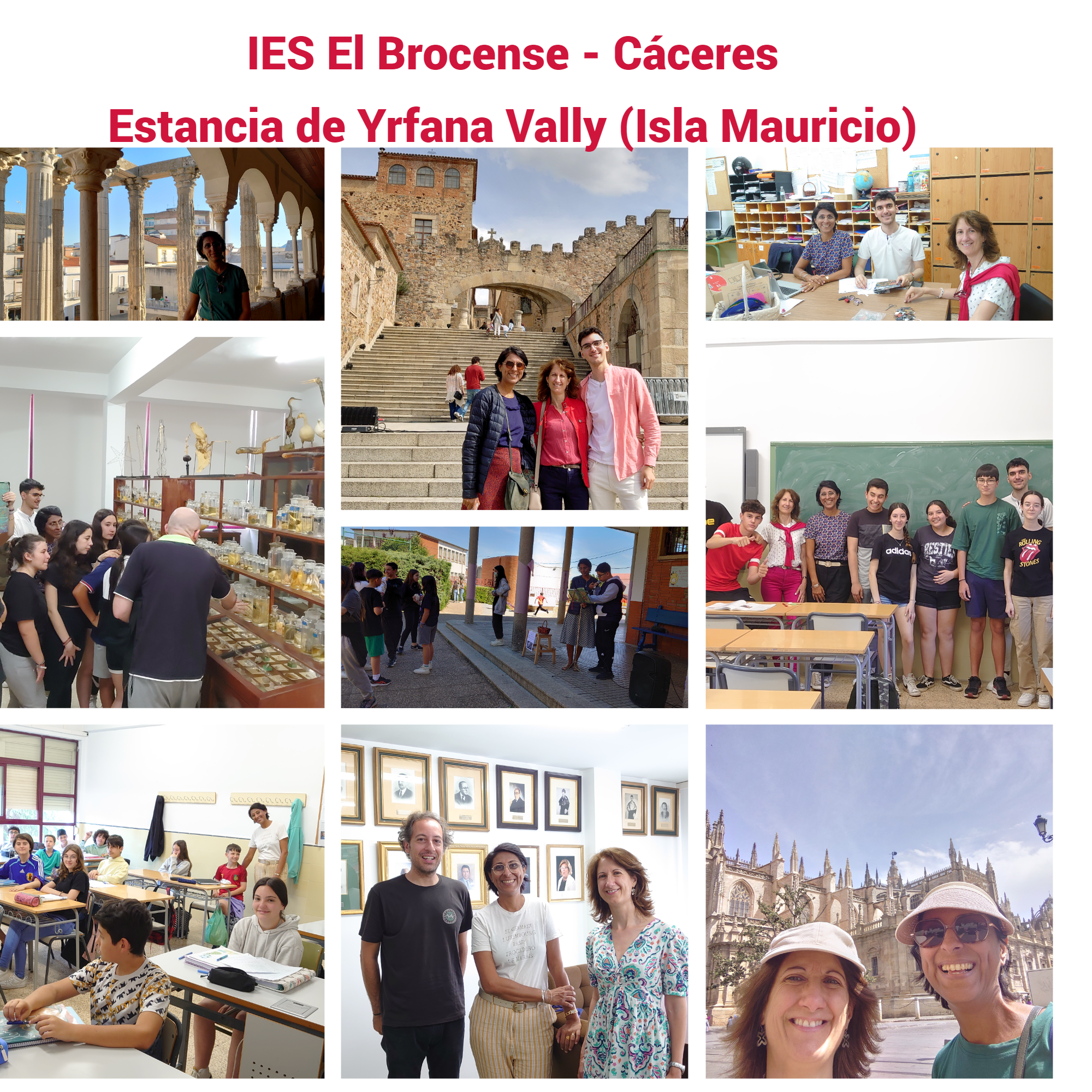 ESTANCIA PROFESIONAL EN EL IES EL BROCENSE DE CÁCERES DE LA DOCENTE FRANCESA YRFANA VALLY DEL LYCÉE DES MASCAREIGNES DE LA ISLA MAURICIO